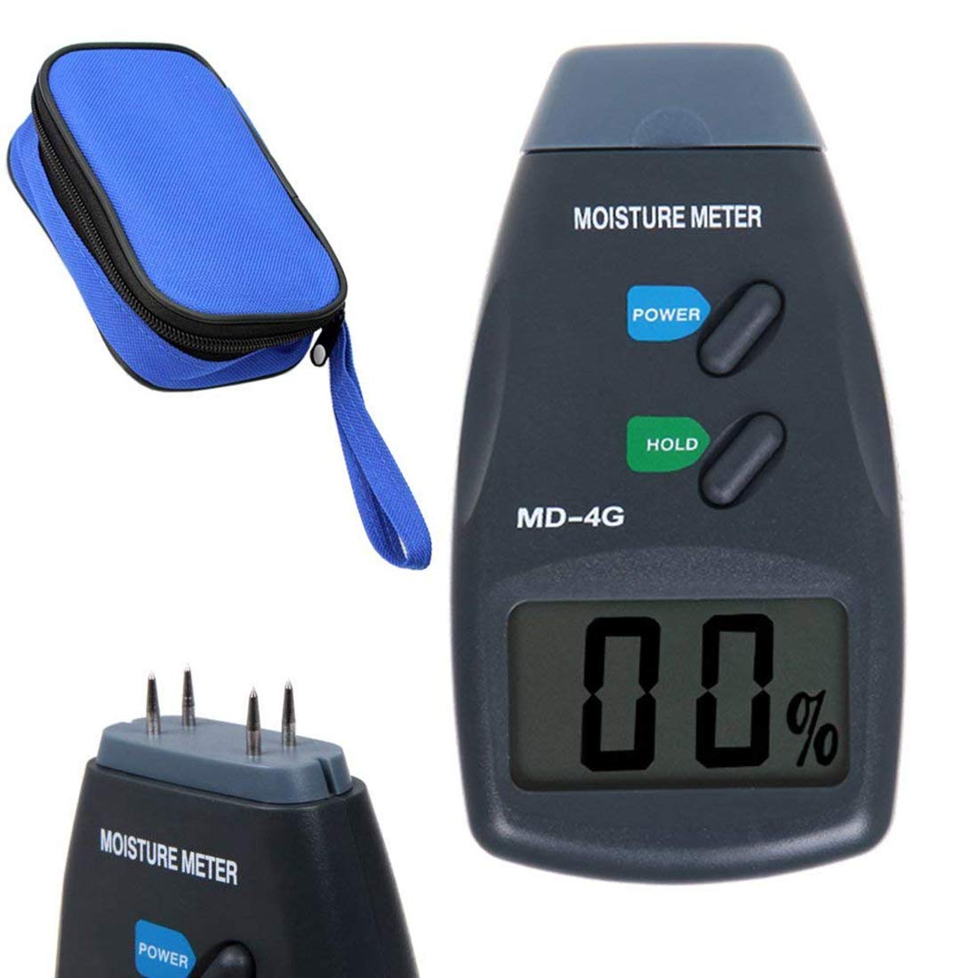 Higrometro madera Humedad LCD 4 terminales 5% a 40% MD-4G