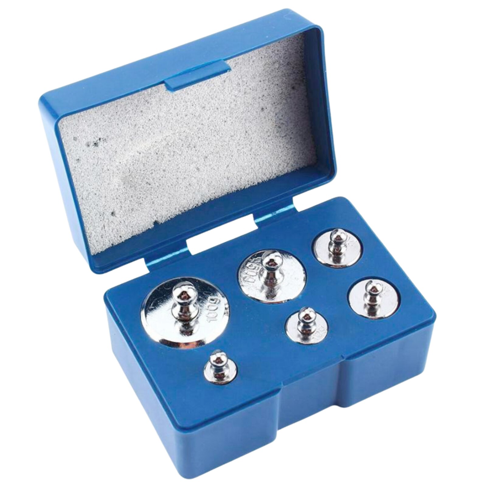 Set masa patron cromado calibracion gramo mini balanza 100gr, 50gr, 20gr. 10gr 5gr - Imagen 2